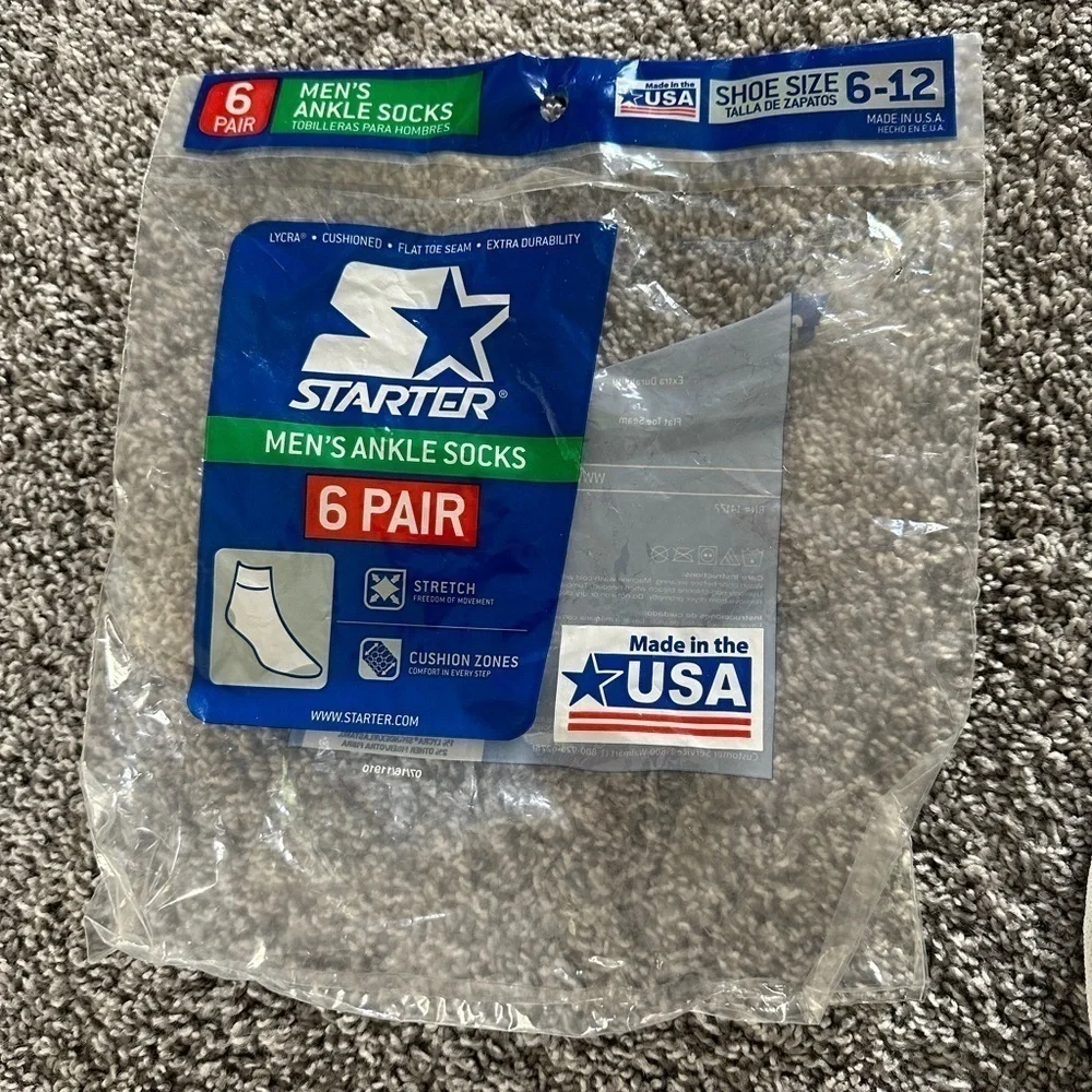 Starter Men’s Ankle Socks Shoe Size 6-12 3 Pairs
